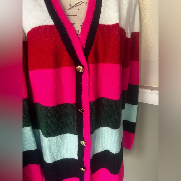 🩷 Barbiecore Crown & Ivy Size XL Color Block
Cardigan Sweater NWOT - Picture 2 of 6